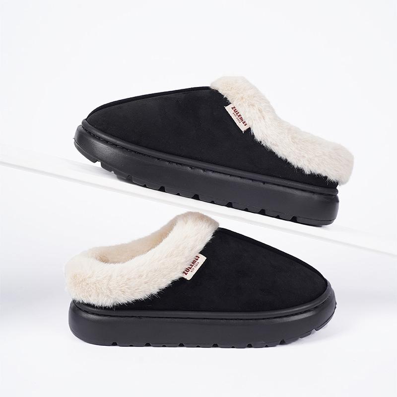 1Pair Thick Non Slip Outdoor Indoor Women Winter Fluffy Fur Slipper Thick Sole Plush Shoes