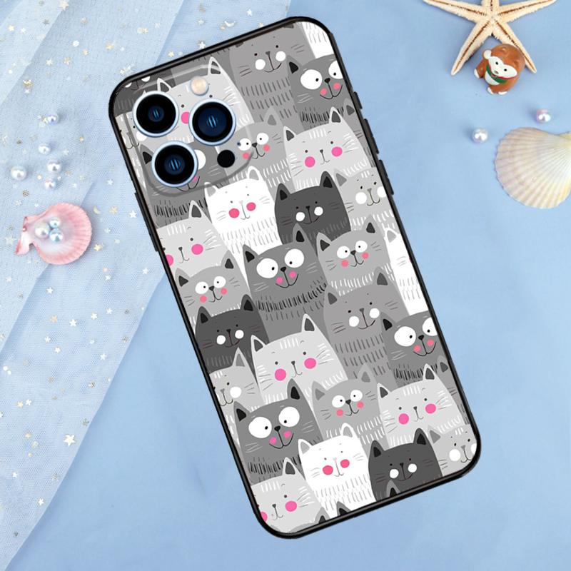 Милый Мультяшный Кот Чехол Для iPhone 17 Pro Max 16 15 13 12 11 14 Pro Max Plus 12 13 Mini 16e 17 Air Задняя Крышка