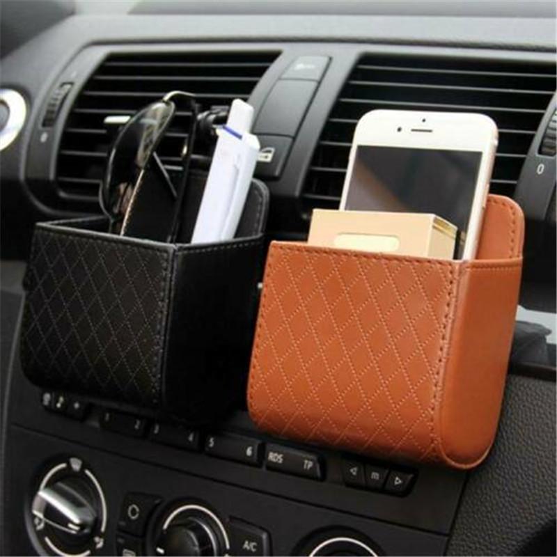 Car Net Pocket Auto Vent Outlet Trash Box Car Phone Holder Storage Bag Organizer Automobile Hanging Box Car Styling
