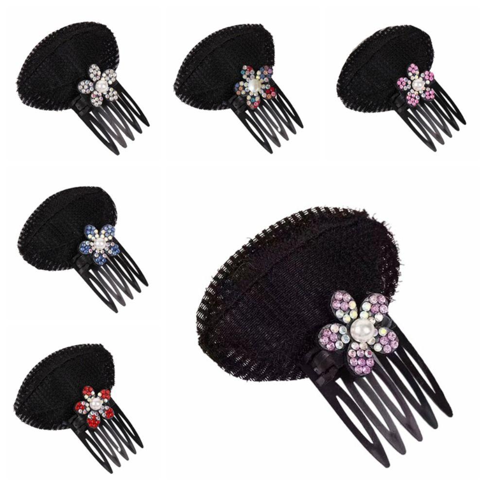Flower Hair Base Pearl Bun Bump It Up Volume Hair Base Shiny Invisible Volume Hair Clip  Daily