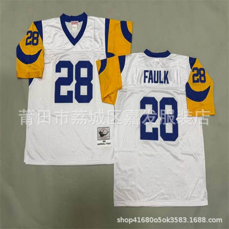 Mens Retro Rams Football Jersey Vintage Style Embroidered Training Uniform American Fans