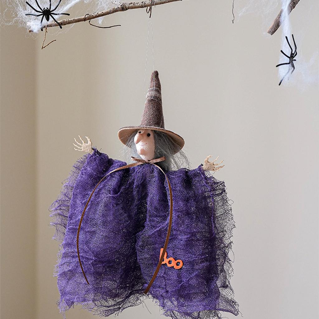 Halloween Mesh Ghost Pumpkin Witch Hanging Decorations Sheer Silk Cloth Spooky Halloween Party Decor for Windows Porch