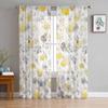 Yellow Flowering Plants Sheer Curtains Modern Gauze Curtain for Living Room Bedroom Voile Yarn Curtains