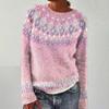 Women's Sweater Round Neck Colour Blocked Loose Fashion Pullover Knitwear Luxurious Relaxed-fit Slimming and Versatile Top