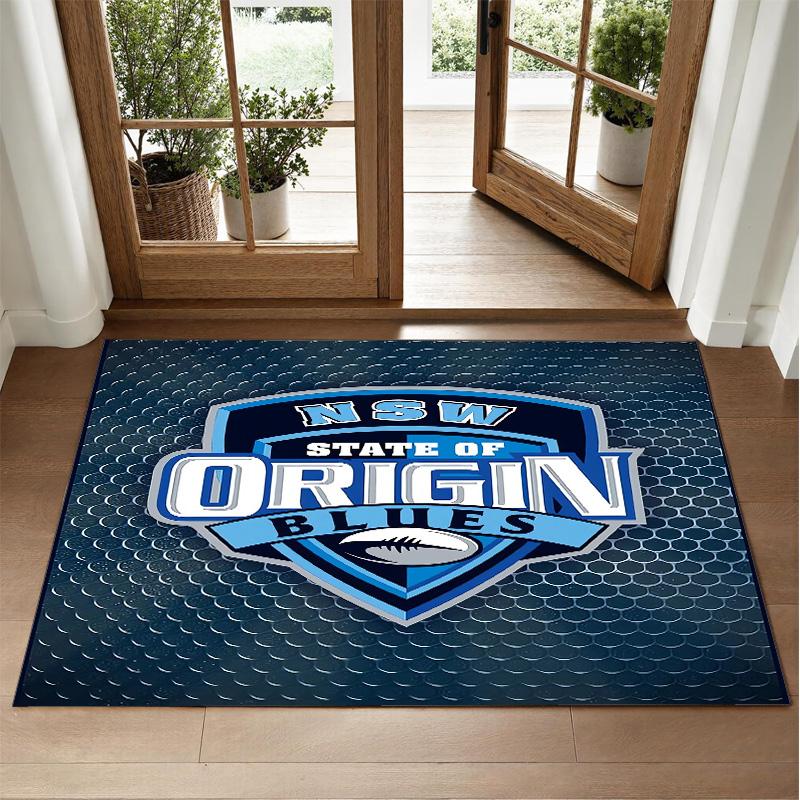 NSW Blues Design Crystal Velvet Rug Soft Decorative Mat for Bedroom Entrance