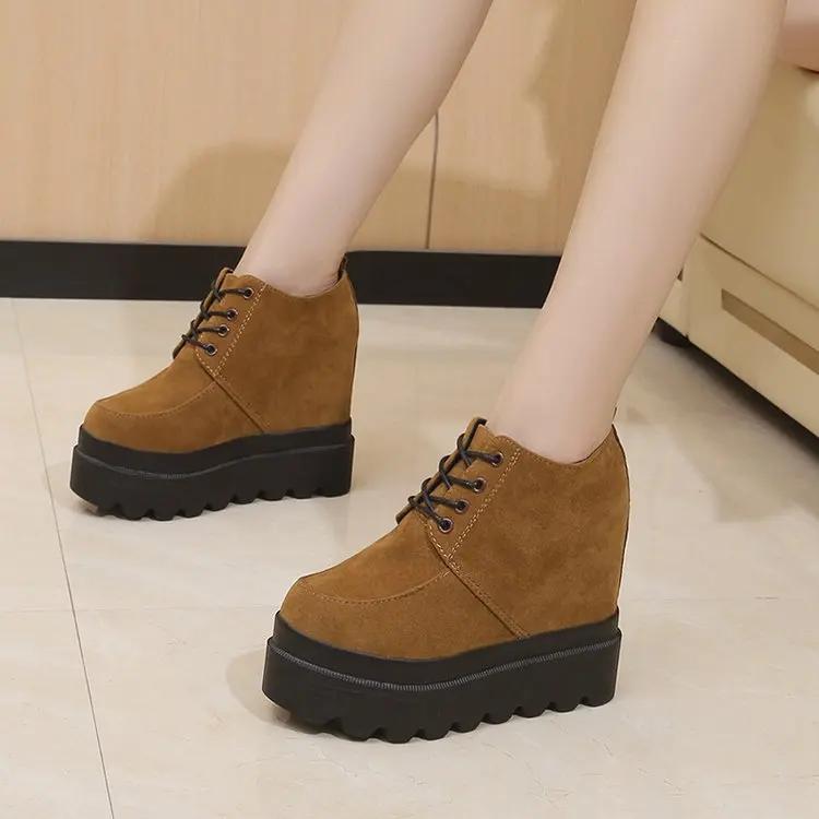 Sales Women's High Platform Shoes Wedge Casual Heel Waterproof Fashion Shoes Thick Sole Sports Boots