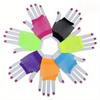 Punk Goth Candy Colors Net Gloves Without Fingers Lady Disco Dance Costume Lace Fingerless Mesh Fishnet Gloves