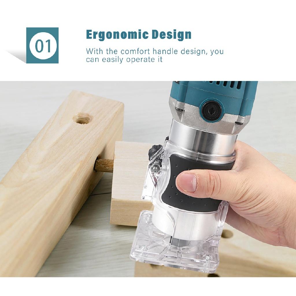 Электрический триммер 30000 об/мин Электрический ручной кромочный триммер-фрезер для дерева и ламината Набор для фрезерования пазов 1200 Вт