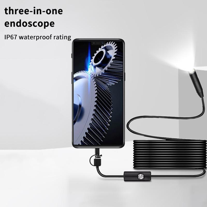3-в-1 Проводная Мини-Эндоскоп Камера 100 Мп Объектив 5,5 мм 8 мм Для Android Type-C/Usb Эндоскоп Регулируемый Бороскоп Мини-Камера