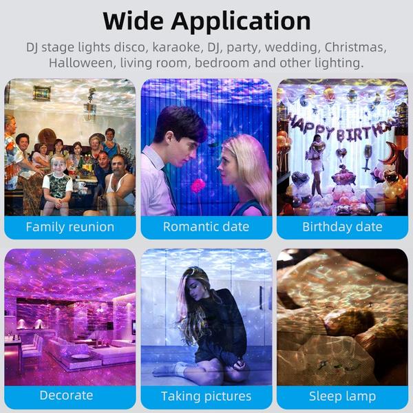 New Bluetooth Starry Sky Projector Night Light Remote Control Kinds of Lighting Modes Built-in Music Player Starry Sky Ocean Wave Projection Lamp