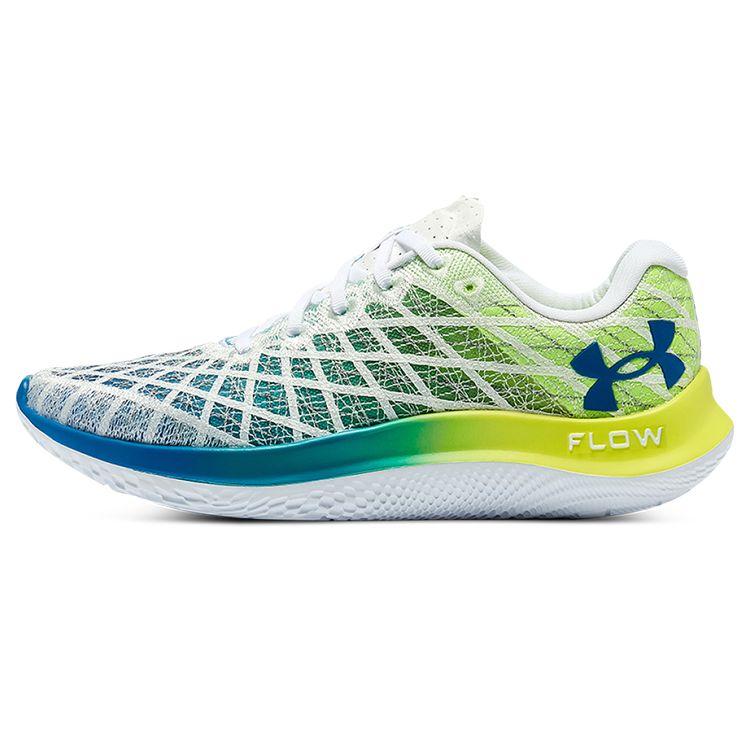 Under Armour Flow Velociti Wind 2 Удобная ткань Низкий верх Повседневные кроссовки для бега Мужские кроссовки Бело-зеленые 3025652-101