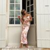 Fashion Vinatge Print Slim Fit Summer Dress Women Backless  Party Sling Dress Woman Sleeveless Elegant Floral Casual Dresses Lady 24153