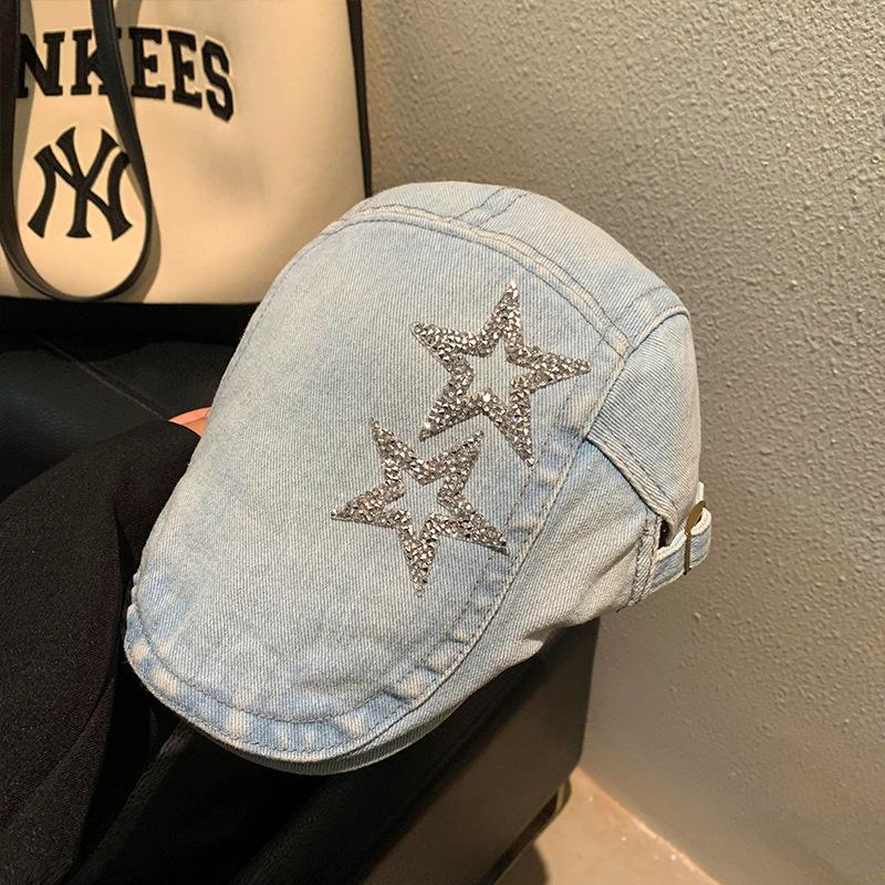 Звезда ковбойская шляпа вперед женская моющаяся старая маленькая берет ретро универсальная противоизносная черная шляпа художника