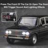 ABAD1 1/24 LADA 2106 Diecast Alloy Car Model Toy Metal Body Door Can Opened Toy Car Pull Back Sound Light Rubber Tire Vehicle Boy Gift