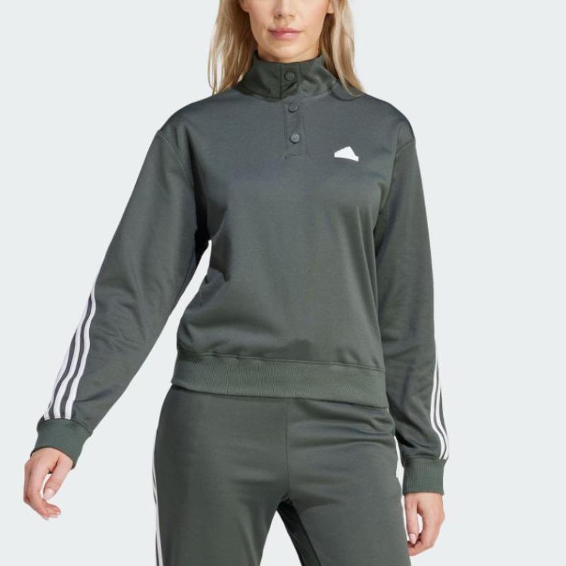 adidas Иконическая спортивная куртка-ветровка American Vintage с молнией до середины, спортивно-повседневная, с длинным рукавом, полосатая, с принтом логотипа, женская куртка, зеленая, IT4825