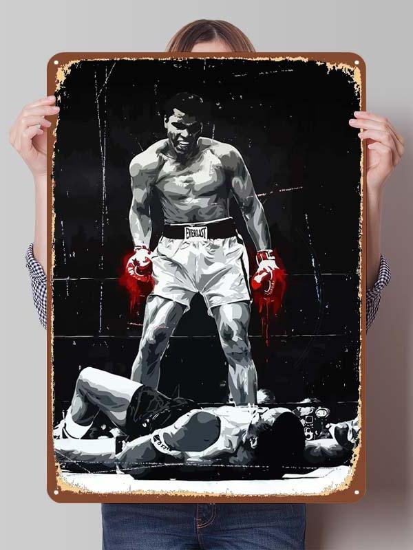Металлические постеры с изображением Мухаммеда Али, боксера, декор для комнаты, изготовленные на заказ металлические таблички с боксерскими мотивами для украшения стен, ретро-стиль для дома и мужской тематики.