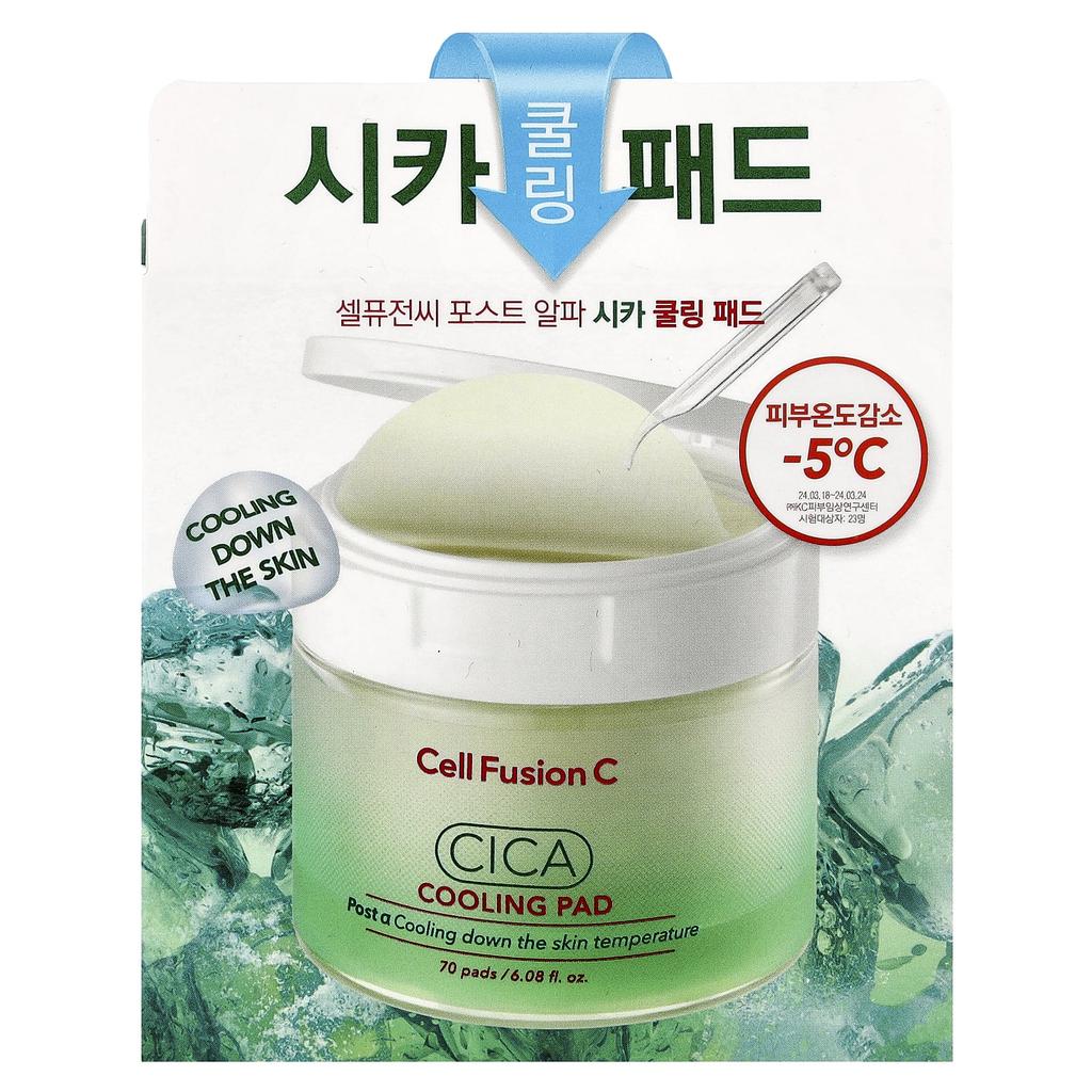 Cell Fusion C Cica Cooling Pads, 70 Sheets, 180ml (6.08 Fl Oz)