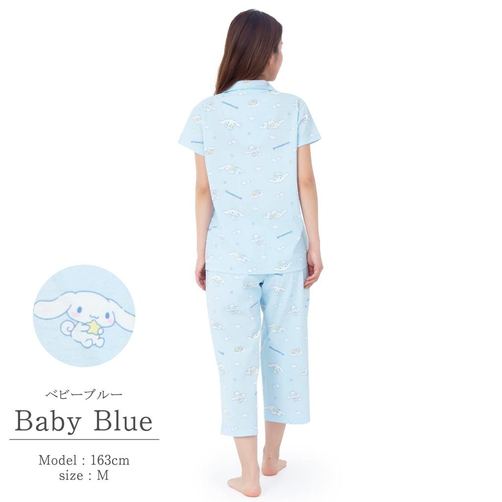 SAZAC Cinnamoroll Women's Short Sleeve Jersey Pajama Set (Baby Blue/M/SAN1697)