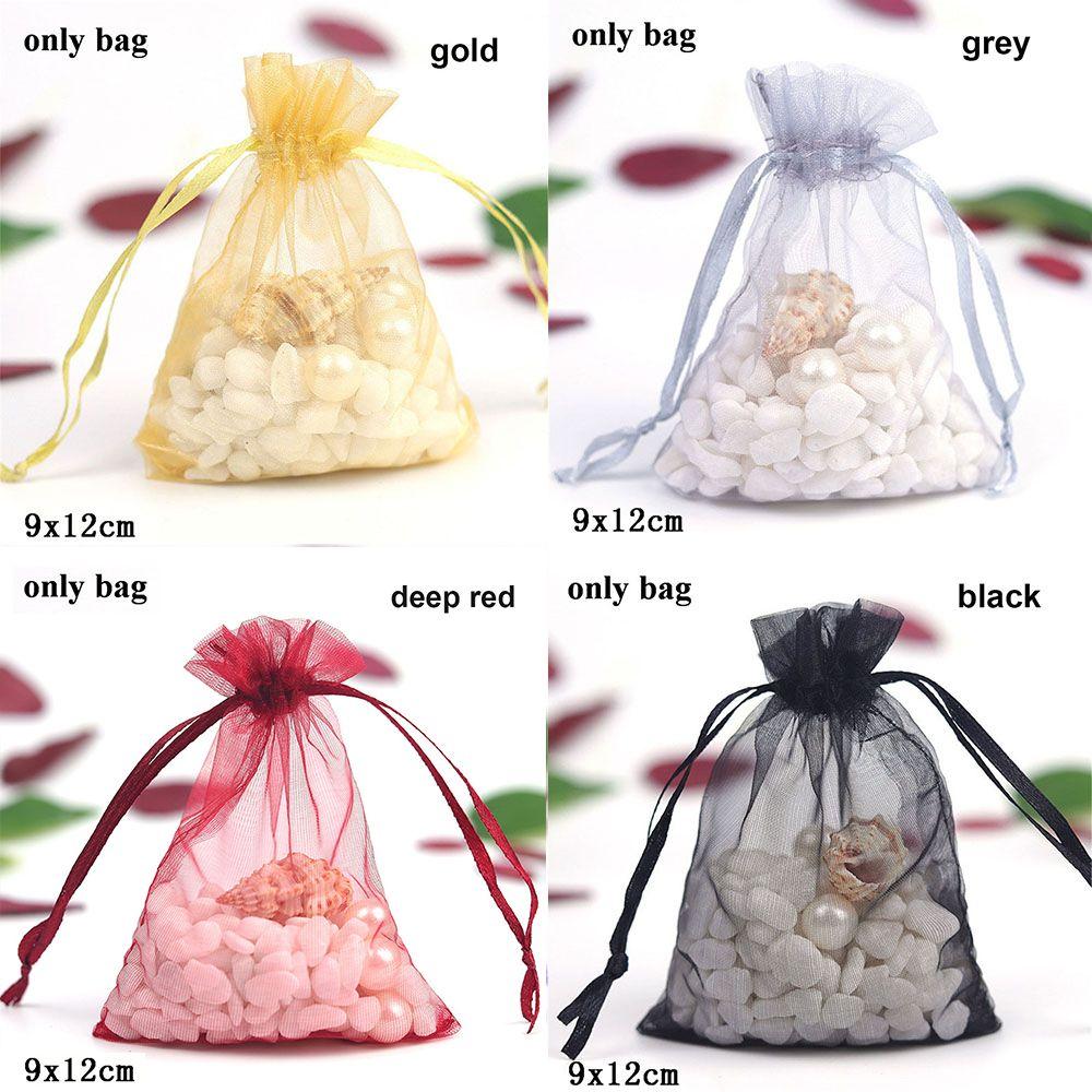 50pcs 9x12cm Colorful Party Candy Box Sheer Organza Jewelry Pouches Gift Bags Packaging