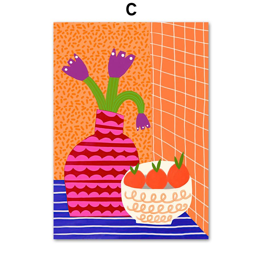 Красочная ваза для цветов в стиле бохо, абстрактное леопардовое настенное искусство, холст, живопись, плакаты на скандинавскую тему и принты, фотографии, декор для детской гостиной