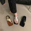 Набор женских летних шлепанцев с открытым носом на низком каблуке, однополосные, новая мода 2025, серебристые, корейская версия, для улицы, темпераментные, женские, крутые шлепанцы