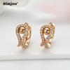 SIMJOO Romantic Rose Gold Color Earrings with Stylish Geometric Beads and Zircon Earrings