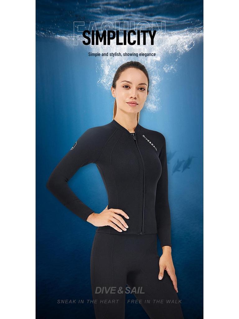 2MM Men's & Women's Long Sleeve Split Top Diving Suit - Thickened for Cold Protection, Ideal for Swimming, Snorkeling, Surfing.