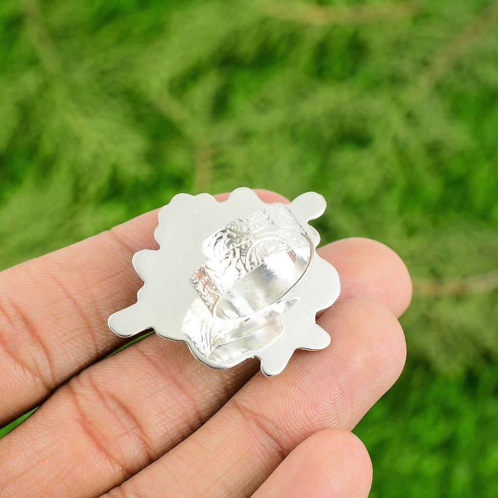 Подарок для нее Кольцо-заявление из серебра 925 пробы с натуральным рубином и цоизитом в виде цветка, регулируемое