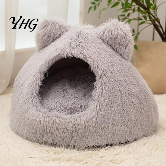 Year Round Pet Comfort Bed Plush Cat Cave Bed, Warm Enclosed Hideaway, Fluffy Cozy Corner for Small Animals Tent Burrow Indoor Cats Dogs Sack