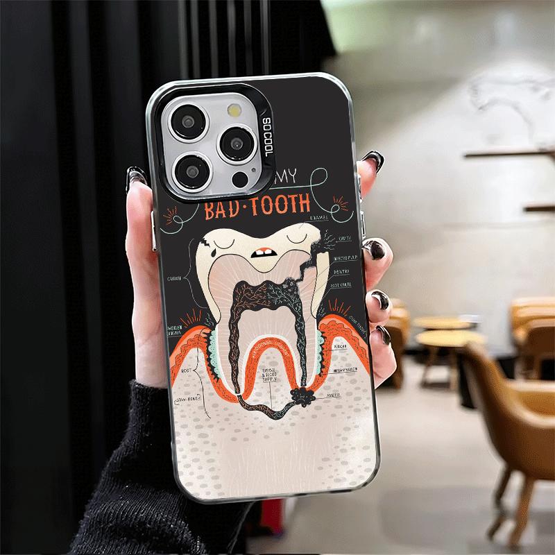 Ударопрочный чехол для телефона с рисунком "Зуб Стоматолог" для iPhone 17 Air 16 16E 15 Pro Max 14 Plus 13 Mini 12 Задняя крышка Противоударный Fundas