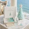 Beach Theme Home Decorations DIY Sea Glass Christmas Tree Art Kit, 3D Coastal Xmas Craft Kit Shards with Pieces, Handmade Beach-Themed Holiday
