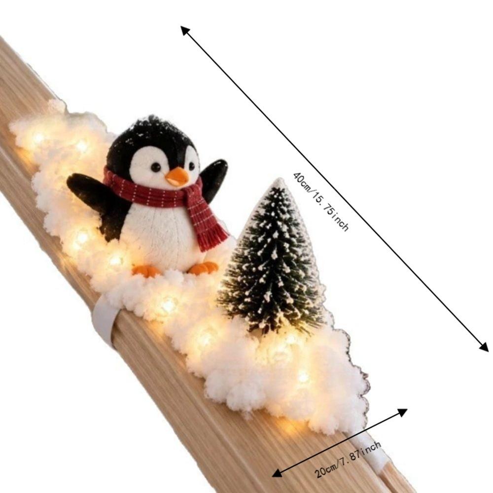 Penguin Christmas Stair Snow Decor Illuminating Snow Scene Decoration Holiday DIY Decorations