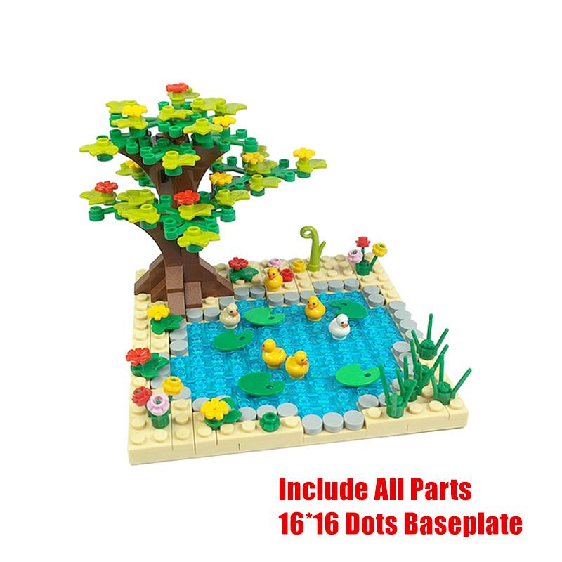 Farm Sunflowers Trees Bricks Blocks for Children MOC City Building Toys Animals Acc Bloques Compatible Classic Mini Blocks Parts