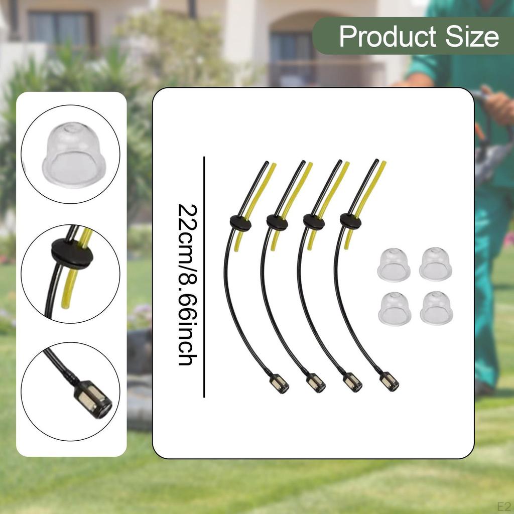 8Pcs Universal Grass Trimmer Fuels Lines Petrol Filter Kit Flexible Lightweight with Primer Bulbs