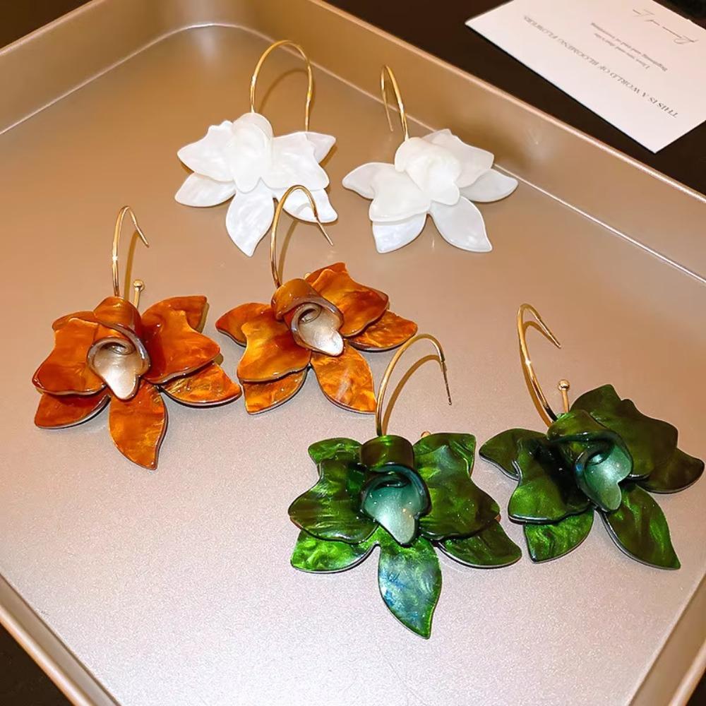 Floral Earrings Stud Acrylic Flower Drop Earring New Petal Earrings Ladies Girls