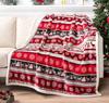 Christmas Sherpa Throw Blanket, Red & White Snowflake, Reindeer Cozy Winter Blanket for Couch & Bed Christmas & Holiday Decor