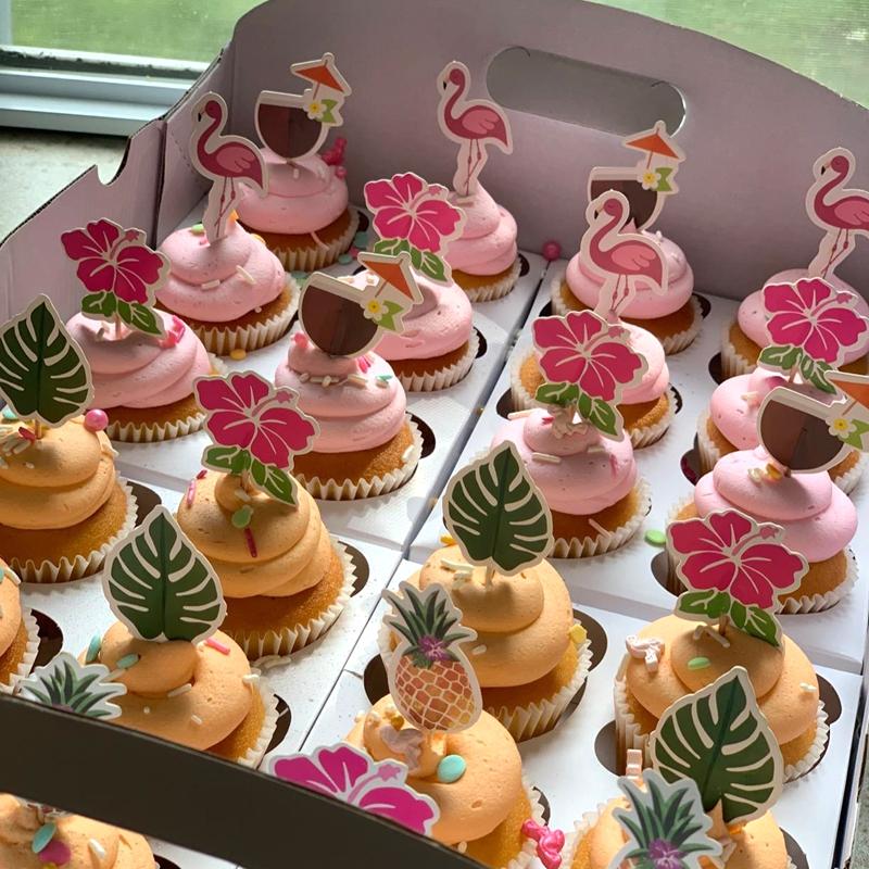 24 шт. гавайские украшения для кексов фламинго ананас пальмовые листья зубочистки тропический летний пляж украшение для торта на день рождения
