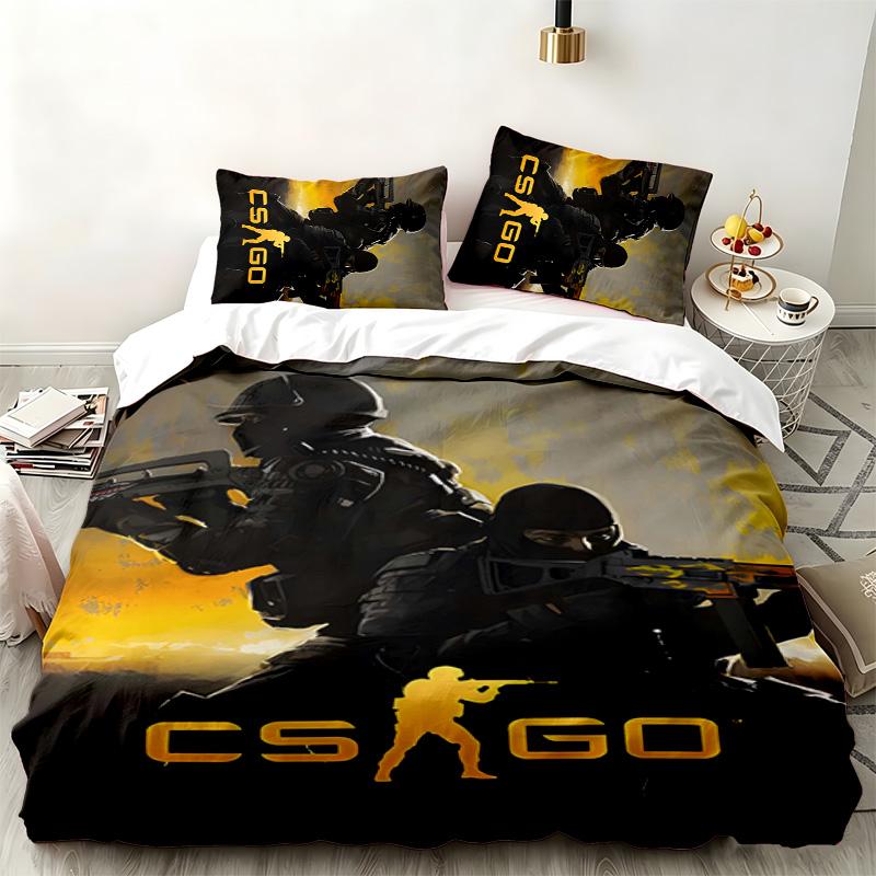 CS go 3pc set Perfect for bedroom use Comfortable bedding set includes a duvet cover and two pillowcases Ideal birthday or Christmas gift