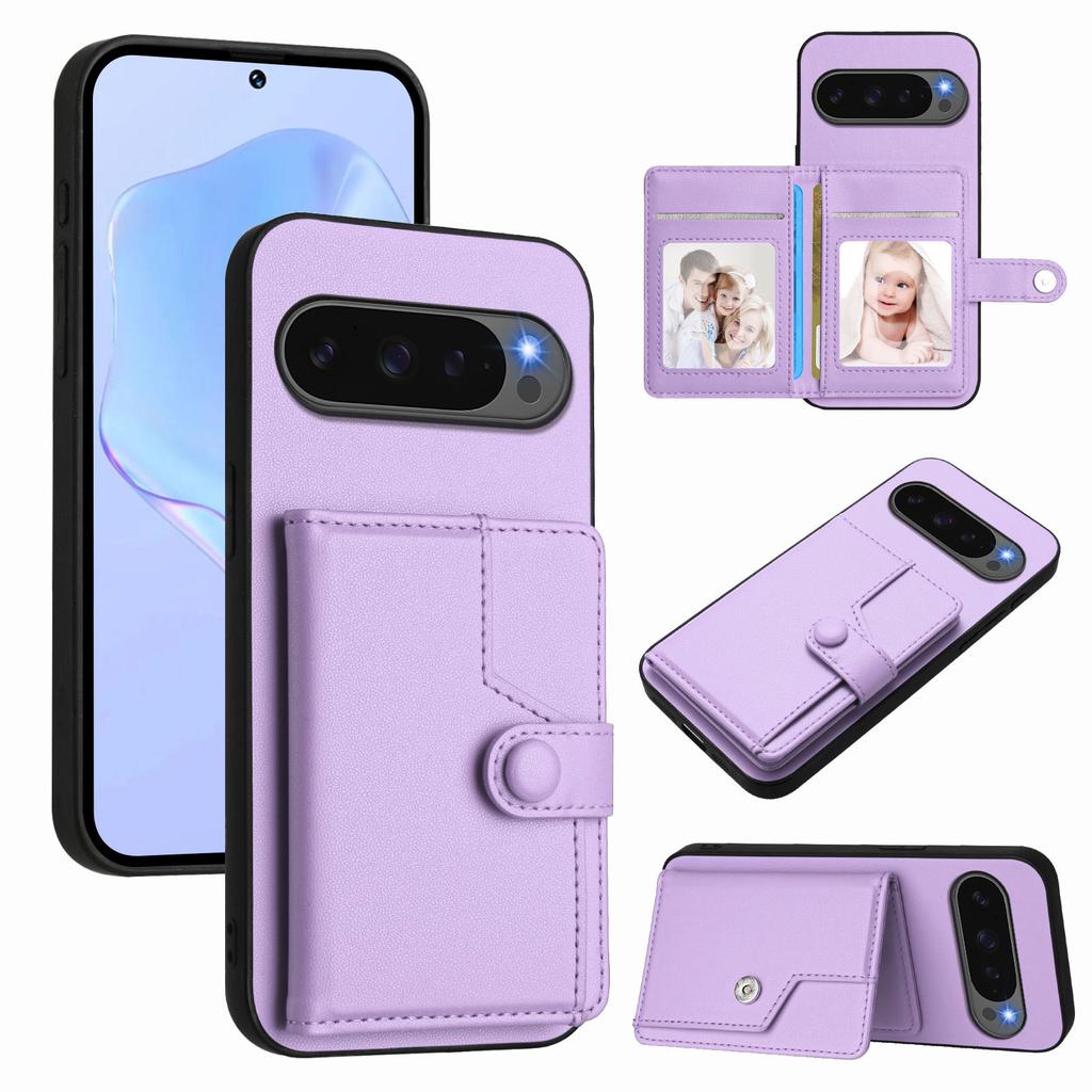 For Google Pixel 10 Pro/Google Pixel 10 Case RFID Blocking Card Holder Kickstand TPU + PU Leather Phone Back Cover