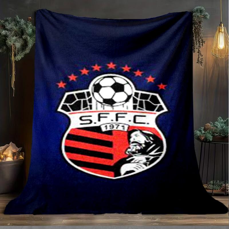 1PC Soccer Team Crest Design Printed Soft Flannel Blanket Throw for Adult Bedroom Living Room Sofa Camping Travel Fan gifts Christmas Gifts
