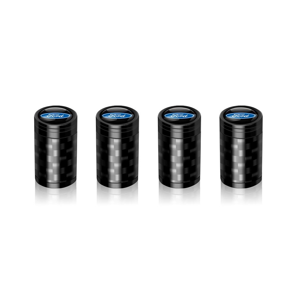 TVEI7 4Pcs Carbon Fiber Car Wheel Tire Valve Stem Air Cap Auto Decoration For Ford Fiesta Focus 2 Mk3 Mondeo Mk4 Ranger Kuga Mustang