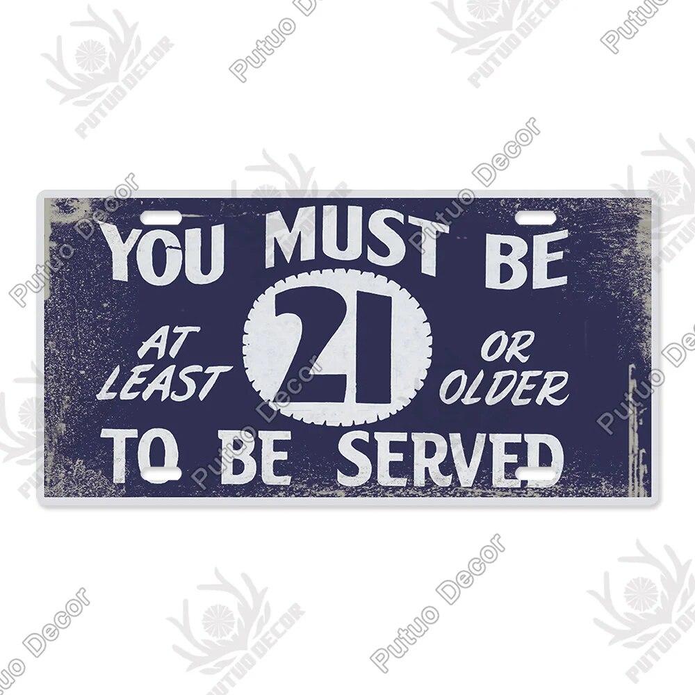 Putuo Decor Warning Metal Sign Plaque Metal Vintage Licenses Plate Tin Sign Wall Decor for Gas Station Pub Bar Beach Decoration