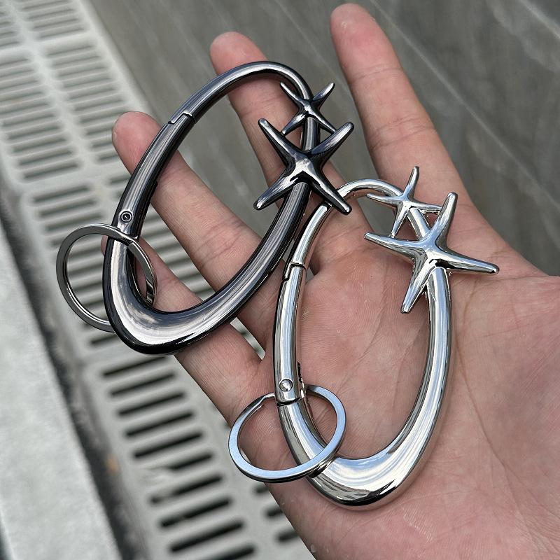 Y2K Punk Star Oval Essential Icon Carabiner Keychain Mountaineering Car Key Ring Gothic Backpack Decor