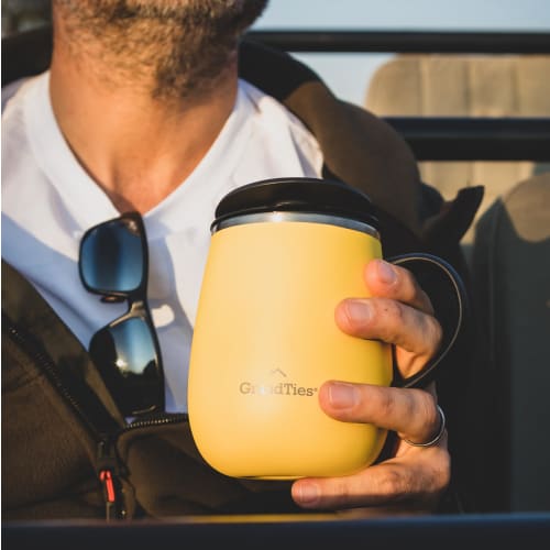 GRANDTIES Premium Vacuum Insulated Mug, 460ml, Available in 19 Colors, with Easy-Open Sliding Lid, Stainless Steel Double-Wall Vacuum Insulation, and