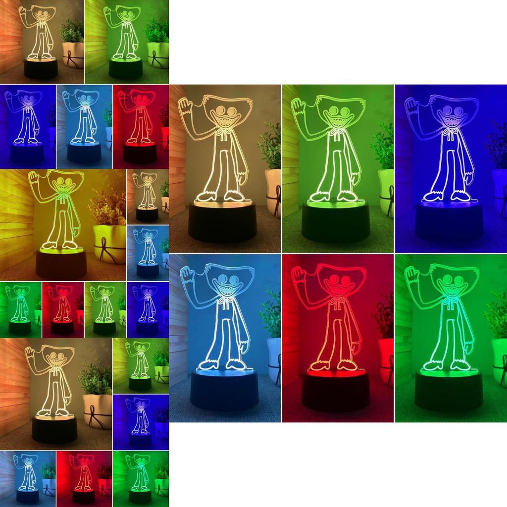 Stylish Poppy Playtime Huggy Wuggy Night Light 3d Led Lamp With 7 Colors For Living Room Decor