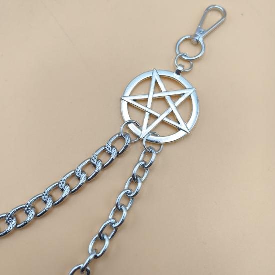 Цепочка для брюк в стиле панк, металлическая джинсовая цепочка, геометрическая цепочка на пояс в стиле хип-хоп со звездами, цепочка на пояс для