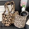 Leopard Print Korean-Style Lamb Wool Shoulder Bag: Large Capacity Autumn/Winter Crossbody for Women
