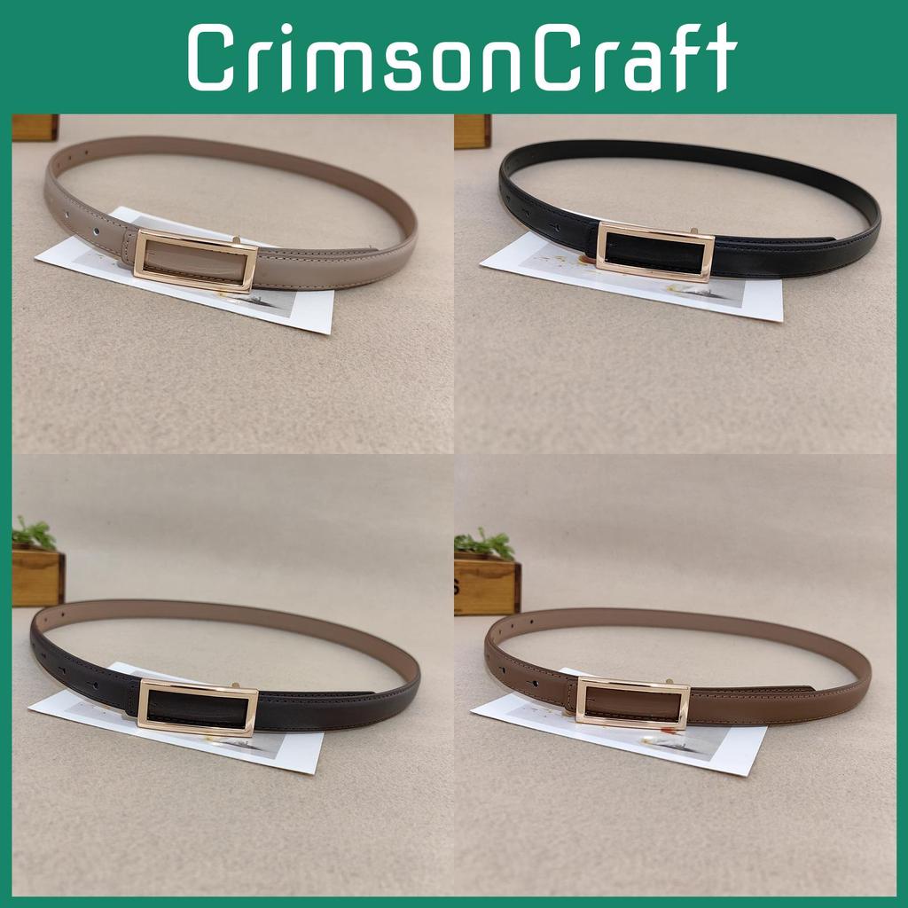 Classic Leather Skinny Belt For Women With Gold Buckle For Casual Wear