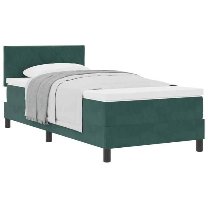 VidaXL Lit à ressort avec matelas Vert foncé 90x200 cm Velours 3339215