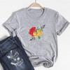 (Asian Size)Clothing Flower Vintage Trend Lovely Casual Short Sleeve Tee Top Fashion T Shirt Women Print Lady Female Graphic T-shirt